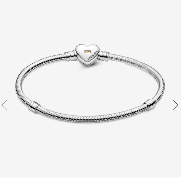 Pandora Domed Golden Heart ClaspSnake Chain Bracelet - Picture 2 of 7